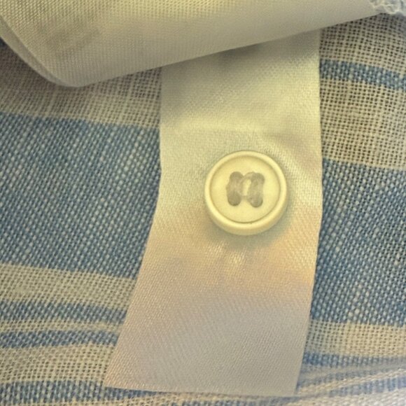 MEDIUM H&M Lemlem Blue Stripe Linen Shirtdress  Boho Beach Dress - Picture 10 of 13